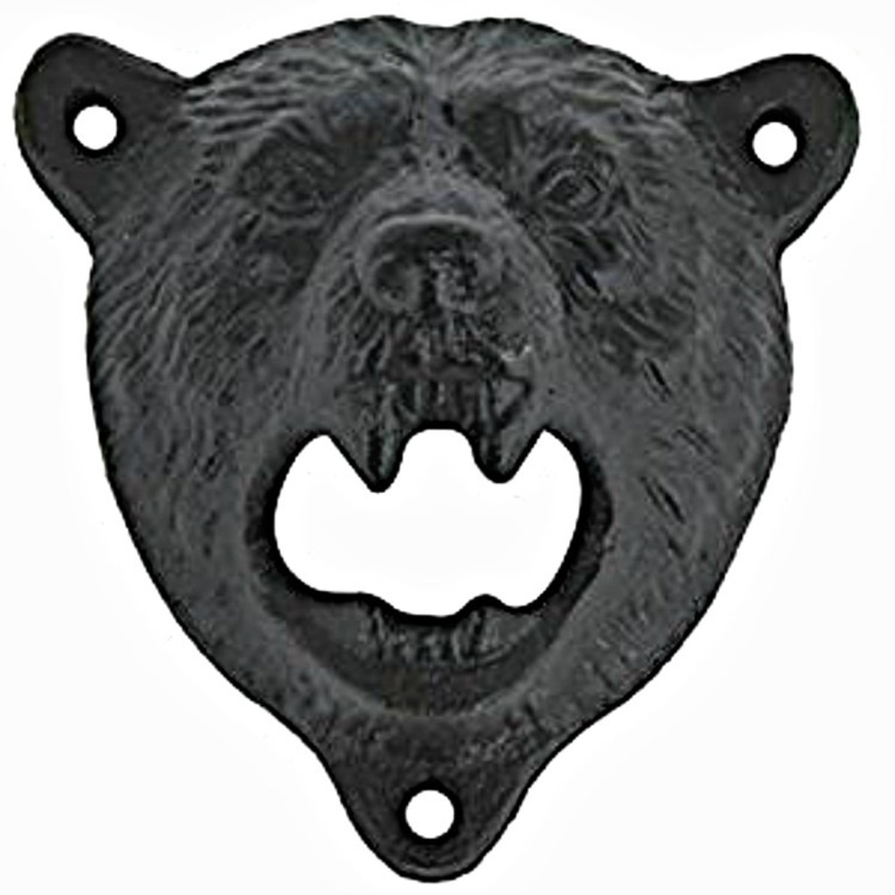 Black Grizzly BEAR Cast-Iron Wall BOTTLE OPENER